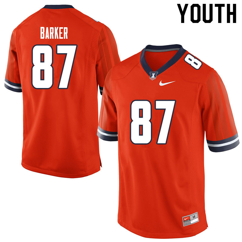 Youth #87 Daniel Barker Illinois Fighting Illini College Football Jerseys Sale-Orange
